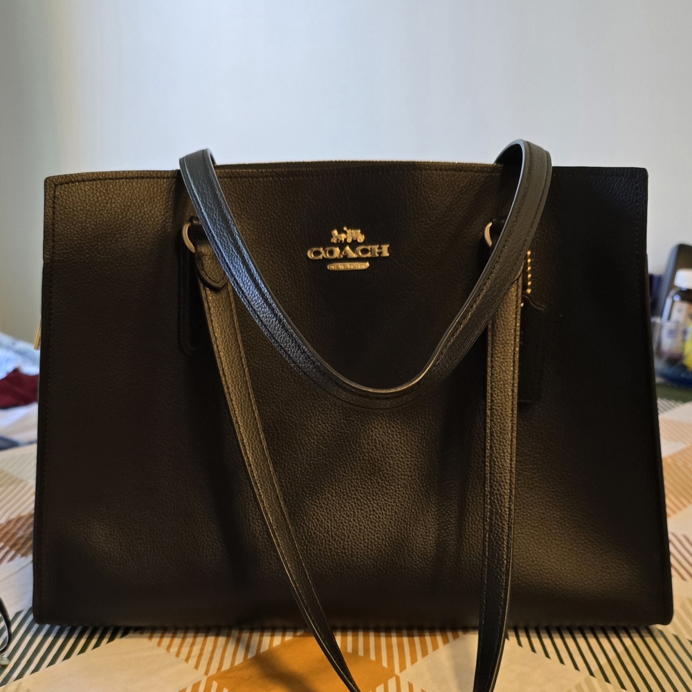 Coach Black Leather Tote Bag